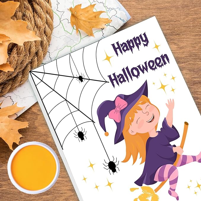 Halloween Baby Keepsake Gift, Baby's First Halloween Footprint Art on 7.8x9.8 Inch Canvas for Desktop Display, Baby Shower Photo Prop