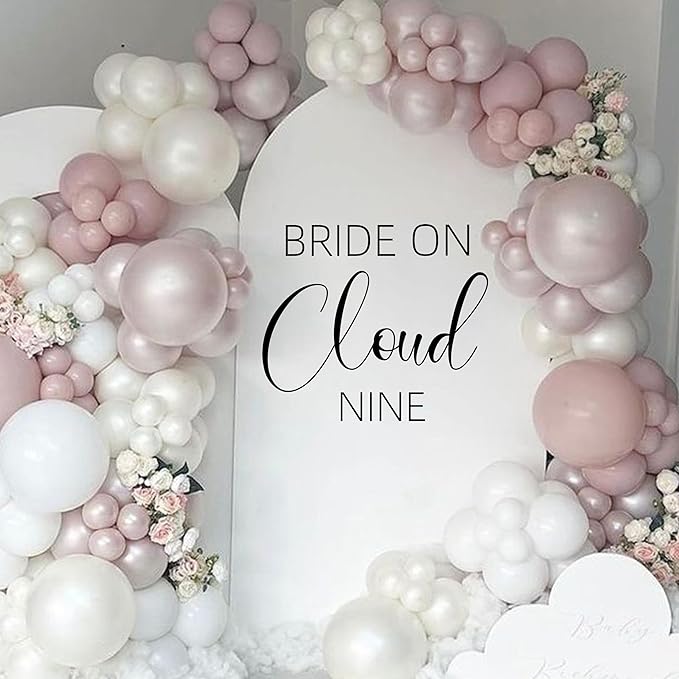Bride On Cloud Nine Decal - Bride Shower Party Decorations, Wedding Engagement Bride-to-Be Bachelorette Party Supplies, Balloon Arch Background Wall Decor Cloud Sign Decal(Cloud Nine Decal)