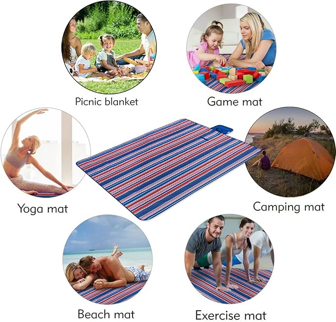 Beach Blanket Picnic Mat Outdoor Picnic Blanket Extra Large Sand Proof Waterproof Portable Beach Chair Mat for Adult Camping Hiking Travel Park Law Grass