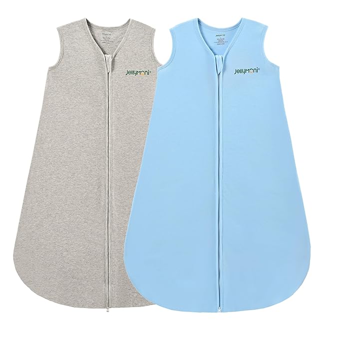 JELLYMONI Baby Sleep Sack 18-24 Months 100% Cotton Wearable Blanket, 0.5 TOG Soft Lightweight Toddler Sleeping Sack 3 Pack 2-Way Zipper Newborn Sleep Sacks