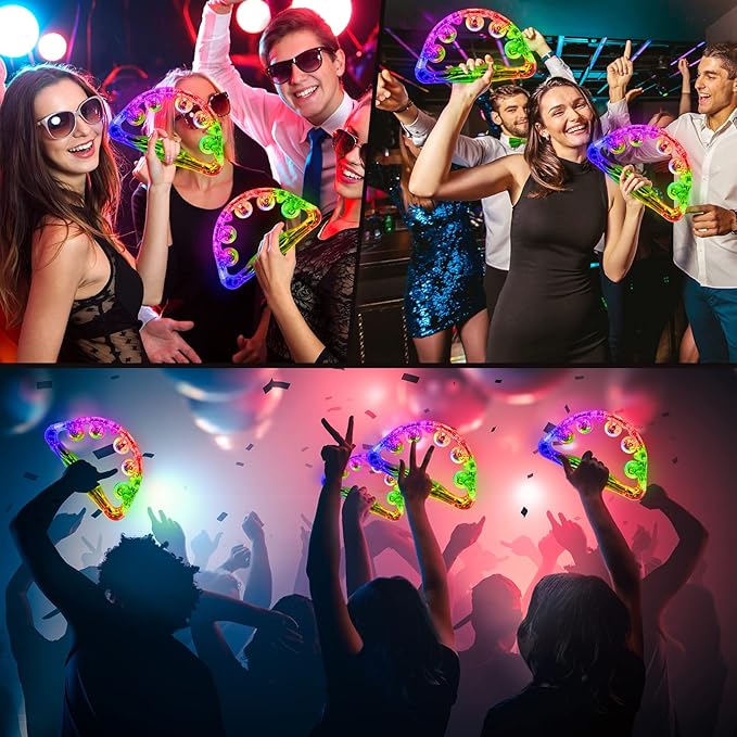 Aywewii LED Tambourine for Kids & Adults, Light Up Toys Handheld Musical Flashing Tamborine with 3 Modes, Sensory Toys Autism Toys for Birthday, Christmas, Concerts & Party