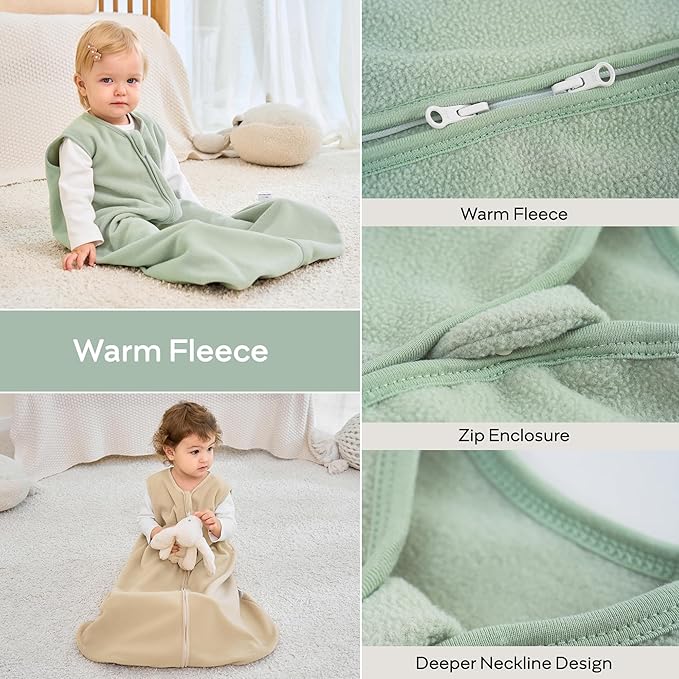 JELLYMONI Fleece Baby Sleep Sack 12-18 Months, 2 Pack 1.5 TOG Baby Wearable Blanket Winter Infant Sleeping sack with 2-Way Zipper, Warm Toddler Sleep Sack