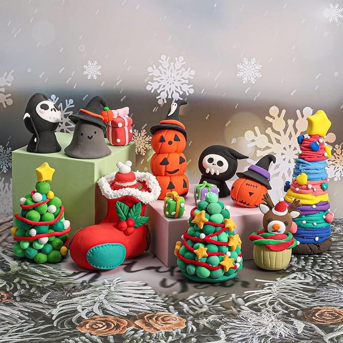 CiaraQ Modeling Clay Kit - 50 Colors Air Dry Clay with Sculpting Tools, Ideal for Crafting, DIY Projects. Easter/Halloween/Christmas Gifts