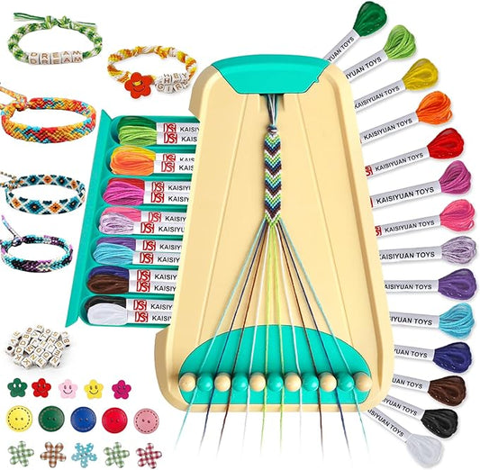 Arts and Crafts for Kids Ages 8-12,Friendship Bracelet Making Kit for Girl,Kids Jewelry Making Kit with 28 Pre-Cut Threads,Christmas Birthday Gifts for Ages 6 7 8 9 10 11 12 Year Old Cyan
