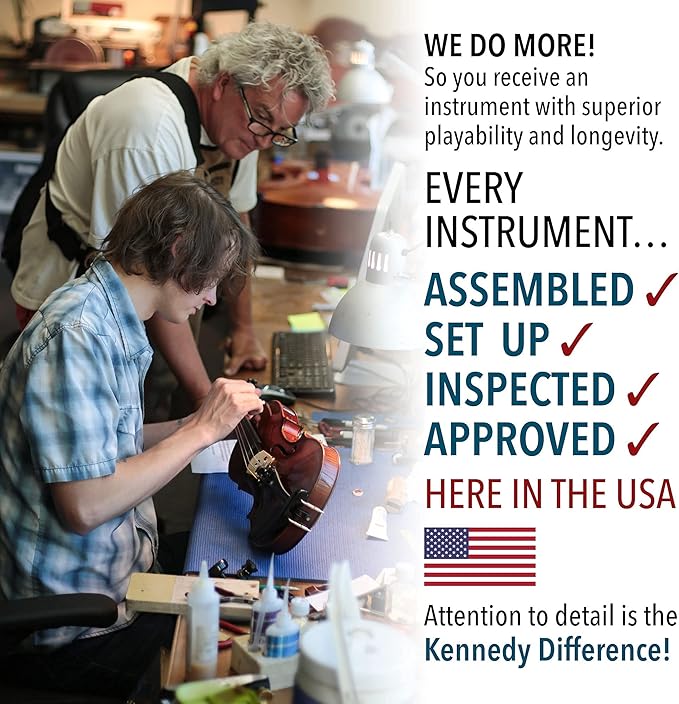 Bunnel Pupil Violin Outfit 1/2 Size Clearance By Kennedy Violins - Carrying Case and Accessories Included - Solid Maple Wood and Ebony Fittings RB300