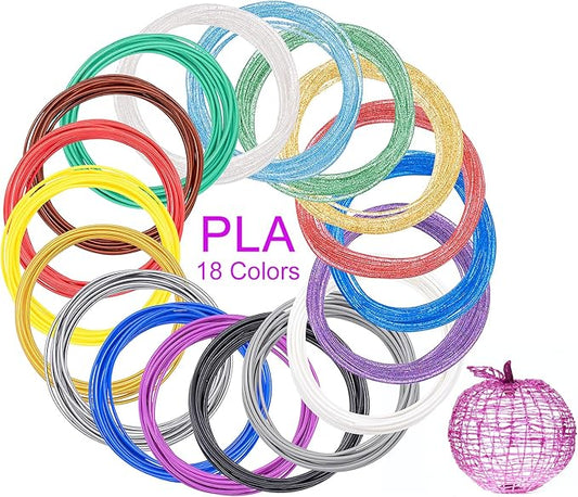 18 Colors 3D Pen Filament Refills Compatible with SCRIB3D MYNT3D PIKA3D 3D Pen for Kids Per Color 10Feet 1.75mm PLA 3D Printing Pen Filament Refills, NOT FIT 3Doodler Start Pen
