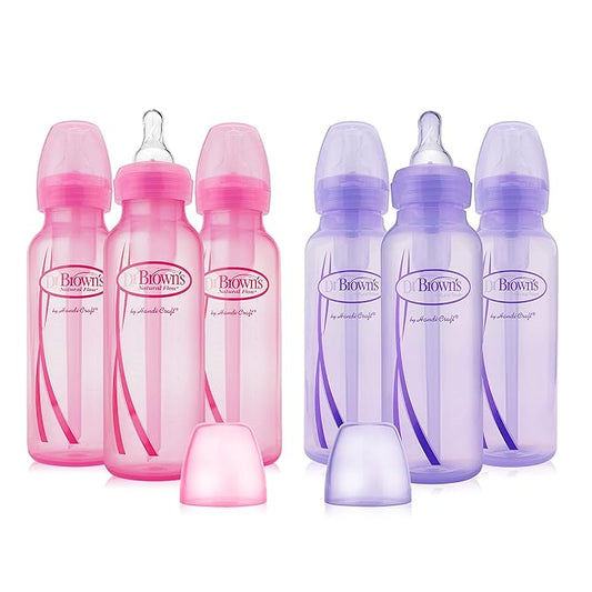 Dr. Brown's Girls' Bottles - 3 (8 oz.) Lavender, 3 (8 oz.) Pink (6 Pack)