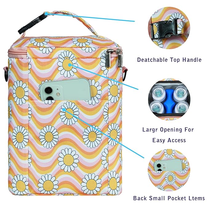 Breastmilk Cooler Bag with Ice Pack Fits 4 Baby Bottles Up to 9 Ounce Insulated Baby Bottle Bag Breast Milk Cooler on The Go with Strap Baby Bottle Cooler Bag for Nursing Mom Daycare or Travel