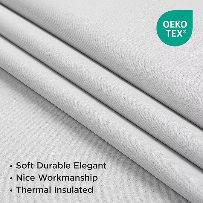 Joydeco 90 Inch 60% Blackout White Curtains 2 Panels,Elegant Soft Sheer Curtains for Bedroom,Thermal Insulated Black Out Drapes for Living Room,Rod Pocket Back Tab Drapes(W52 x L90 Inch,Greyish White)