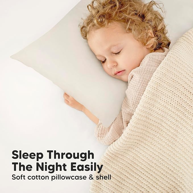 KeaBabies Toddler Pillow with Pillowcase, Jumbo 14X20 - Soft Organic Cotton Toddler Pillows for Sleeping - Machine Washable - Perfect for Travel, Toddler Bed Set (Clay)