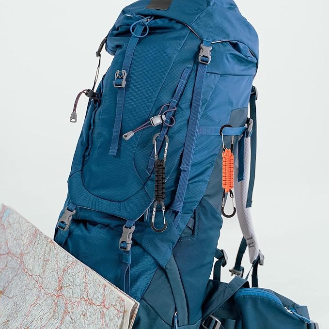 BRAVESHINE Paracord Keychain Carabiner Clip, D Ring Lanyard Hanger Stroller Hook for Water Bottle, Key, Backpacks, Men, Women