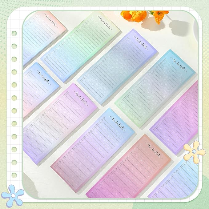 Censen 10 Pack 500 Sheets To Do List Notes Daily Checklist Notepads with 50 Sheets Each Undated Color Memo Pad Block Shopping List Pad Weekly Plan Notepad Organizer Planners(Vivid Color,Lined)