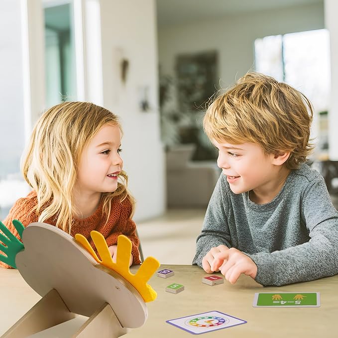 Montessori Learning Toys for Toddlers 3 4 5 years, Finger Counting Number Blocks and Clock Wooden Toys for Kids, Educational Math manipulatives Toys, Preschool Wood Homeschool Educational Math Toy.