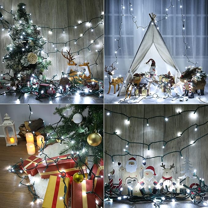 Brizled Cool White Christmas Lights, 33ft 100 LED Christmas Tree Lights, 5mm Wide Angle Xmas Light, Connectable 120V UL Certified Xmas Light String for Tree Party Wedding Home Indoor Outdoor Decor