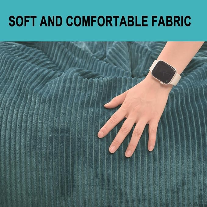 Bean Bag Chairs with Faux Rabbit Fur Cover, 4 ft Giant Memory Foam Bean Bag Chairs for Adults/Teens with Filling,Ultra Soft Faux Fur Fabric, Round Fluffy Sofa for Living Room Bedroom College Dorm