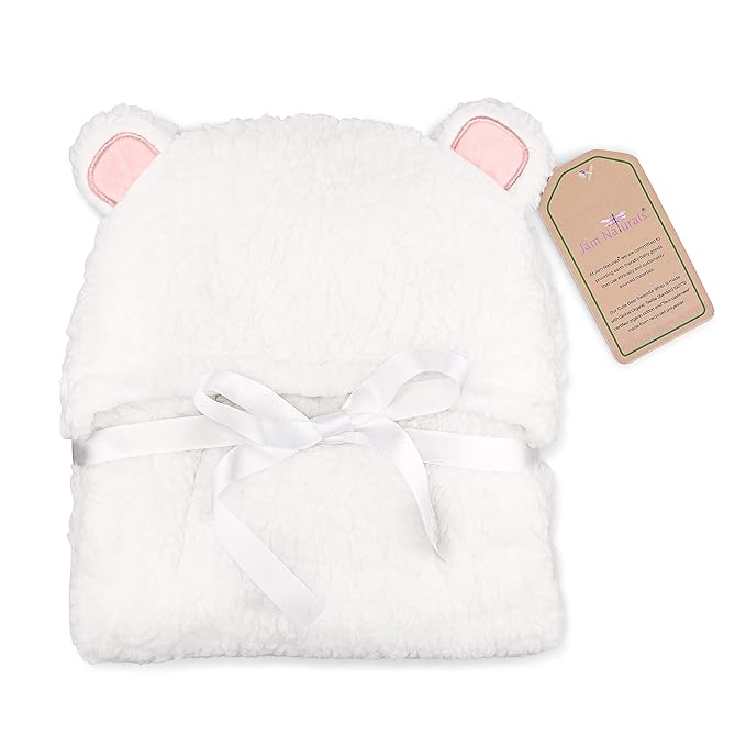 Jam Naturals- Baby Swaddle Blanket, Cute Bear Organic Receiving Swaddling Wrap, Newborn Baby Girl Soft Plush Registry Gift (Pink 0-3)