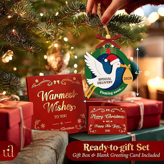 Coming Soon Baby Announcement 2026 - Pregnancy Announcement Ornament, Expecting Parents To Be Unique Gifts For Family Husband, Expecting Baby Ornament 2026, Christmas Pregnant Ornaments 2025