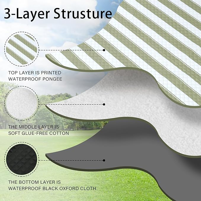 HX&OD Outdoor Picnic Blanket Extra Large, 80”x60” Waterproof Picnic Mat Foldable Camping Blanket Portable with Carry Strap for Beach Mat (Green)