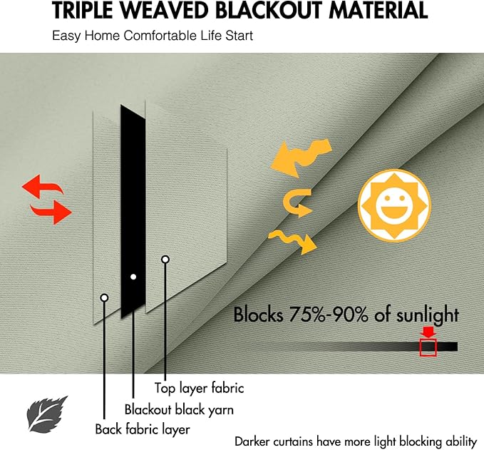 ANRODUO Sage Green Room Darkening Curtains 96 Inch Long Thermal Insulated Black Out Drapes with Hooks, Rings, Clips Light Blocking Soundproof Soft Curtains for Bedroom Panels