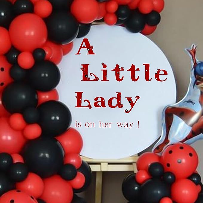 A Little Lady Is On Her Way Decal - Ladybug Party Decorations Supplies Wall Stickers, Girls Birthday/Baby Shower Party Decor Wall Decals, Balloon Arch Backdrop Decoration Ladybug Sign Stickers