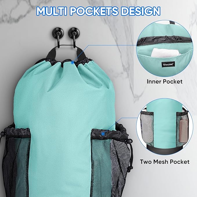 BALEINE 120L Laundry Bag Backpack, 900D Oxford Fabric Large Travel Laundry Bags with Shoulder Straps and 2 Mesh Pockets for College Dorm, Apartment, Laundromat (Sky Blue, 120L)