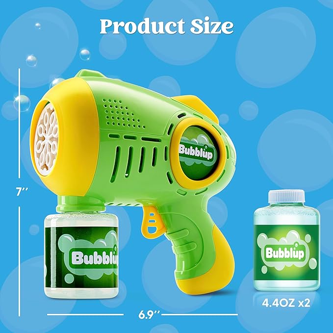 JOYIN 2 Kids Bubble Guns with 4 Bottles Solution, Automatic Bubble Machine Gun with 8 Holes for Kids, Adults, Summer Toys, Easter Basket Stuffers, Birthday Gift, Party Favors
