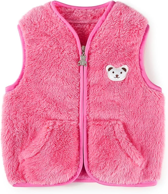 Baby Boys Girls Fleece Vest Zip Up Cute Bear Jackets Fuzzy Fall Winter Warm Clothes Newborn Outwear for Toddler Infant