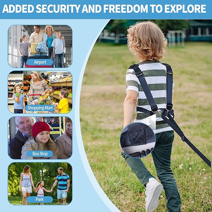 2025 New Safety Walking Harness for Big Kids (6-12yrs) with Autism Special Needs ADHD, Anti-Elopement Vest Harness with Grab Handle and Light Reflector, Adjustable Leash for Autistic, Active Child