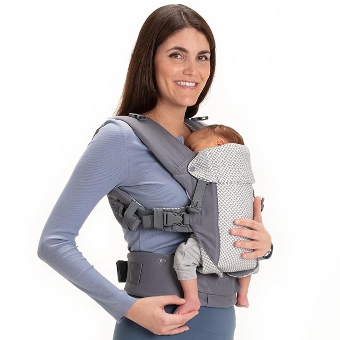 Beco Gemini Baby Carrier from Newborn to Toddler - Certified Ergonomic Newborn Baby Carrier for Infants and Children of 7-35 lbs - M Shape, Adjustable Seat, Breathable 3D Mesh (Cool Dark Grey)