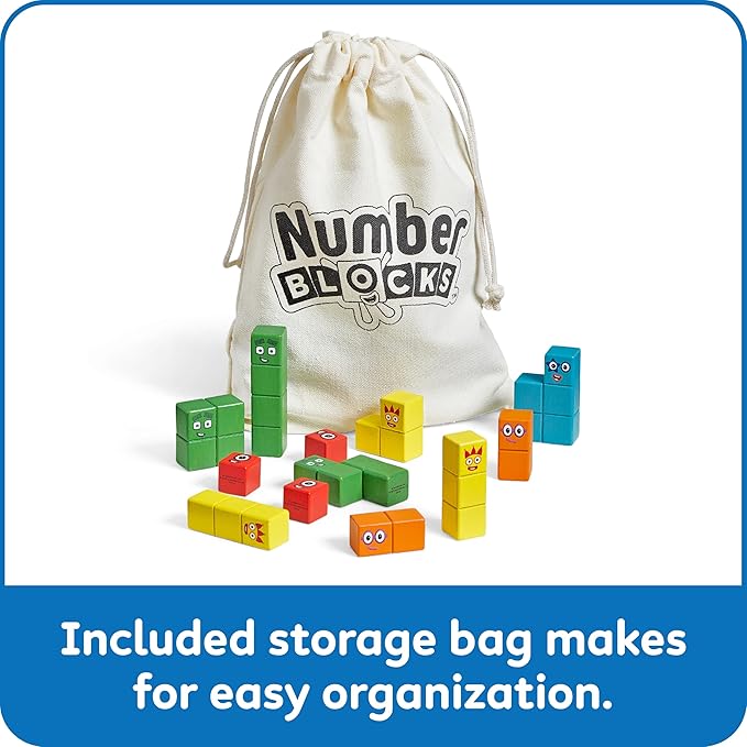 hand2mind Numberblocks Wooden Building Blocks Activity Set, Wood Stacking Toy, Counting Blocks, Numbers for Toddlers, Math Games, Logic Puzzles, Preschool Learning Activities, Kids Birthday Gift