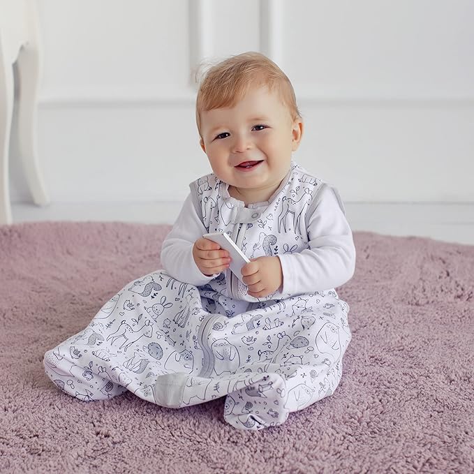 Baby Sleep Sack 1.0 TOG, Organic Cotton Baby Wearable Blanket with Two-Way Zipper, Swaddle Transition Baby Sleeping Bag, All-Season Sleep Sack for Newborn Infant Toddler Boy Girl, 2-Pack, 6-12 Month