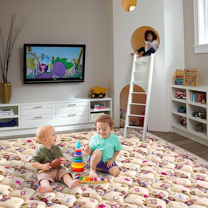 Baby Play Mat - 6ft X 4ft,Premium Thicker Foam One-Piece Crawling Mat, Machine Washable, Extra Large Anti-Slip Activity Playmat for Babies, Toddlers & Infants