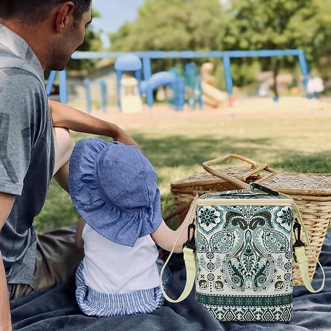 Breastmilk Cooler Bag with Ice Pack Fits 4 Baby Bottles Up to 9 Ounce Insulated Baby Bottle Bag Breast Milk Cooler on The Go with Strap Baby Bottle Cooler Bag for Nursing Mom Daycare or Travel