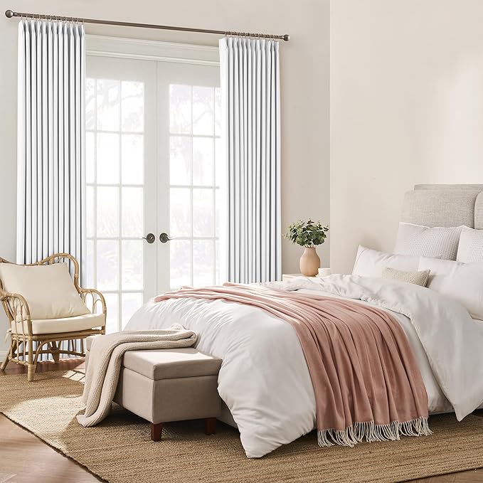 KEQIAOSUOCAI White Blackout Curtains 104 Inches Long, Custom Made Pinch Pleated Memory Trained Window Curtain Panels Drapery for Office Living Room, 40" W x 104" L, Set of 2