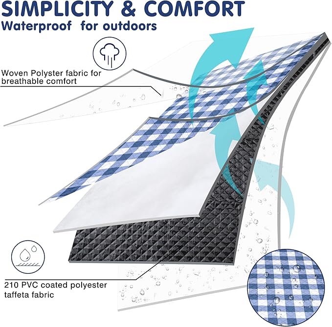HX&OD Outdoor Picnic Blanket, Extra Large, 80''x60'' Waterproof Foldable Blankets Gingham Picnic Mat for Beach, Camping Grass Lawn Park Accessories Cute Couple Ideas Wedding (Blue, 80”x60”)