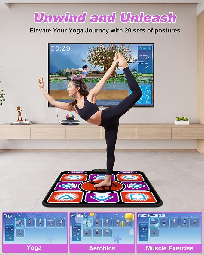 Eletrionic Dance Mat for TV with HD Camera, Non-Slip Dance Pad for Girls Boys, Dance Game Mat Xmas B-Day Gifts for Kids Adults (Black)