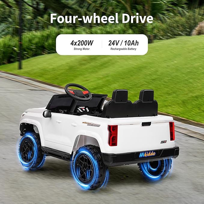 24V 10Ah Ride on Toy for Big Kids, 4WD 2 Seater Electric SUV Kids Car to Drive w/Remote Control, 4x200W Motors - White