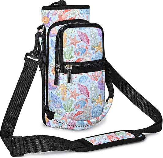 icolor Water Bottle Carrier Bag with Strap 25/32/40 oz Crossbody Bottle Holder with Phone Pocket Sling Sleeve Insulated Neoprene Water Bottle Pouch for Walking Travelling