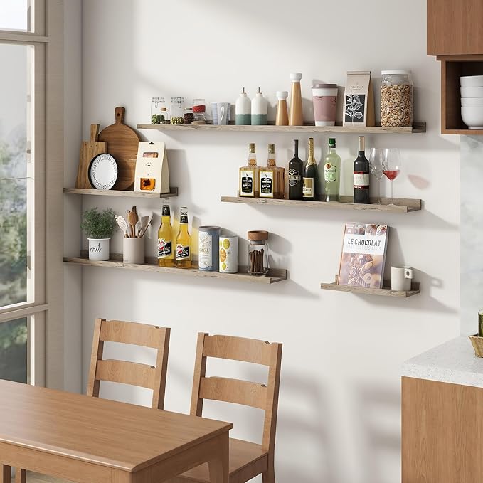 Floating Picture Ledge Shelves for Wall Set of 4, 72 Inch Wall Shelves with Lip Long Large Nursery Book Shelf for Toys Storage Kids Bookshelf Wall Mounted Living Room Bedroom Decor Frames