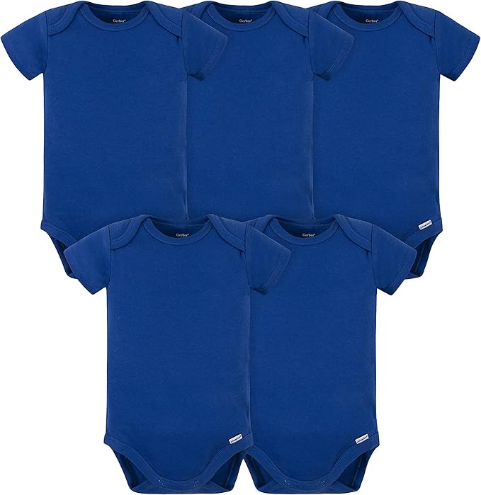 Gerber baby-boys 5 Pack Onesies Multi-packs Bundle Interlock 180 Gsm