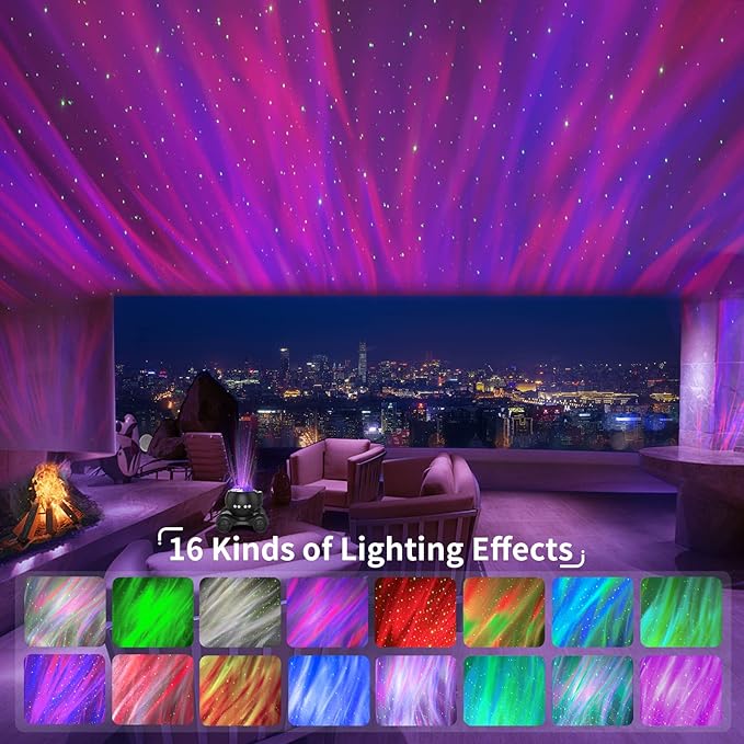 ENOKIK Northern Light Projector, Aurora Star Projector Built-in Bluetooth Speaker, White Noise Machine for Kids Adults, Galaxy Light for Bedroom/Ceiling/Party/Gift (Black)