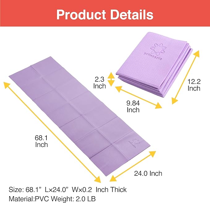 Folding Yoga Travel Pilates Mat Foldable Easy to Carry to Class Beach Park Tear resistant Travel Picnics 4mm Thick 9 Colors