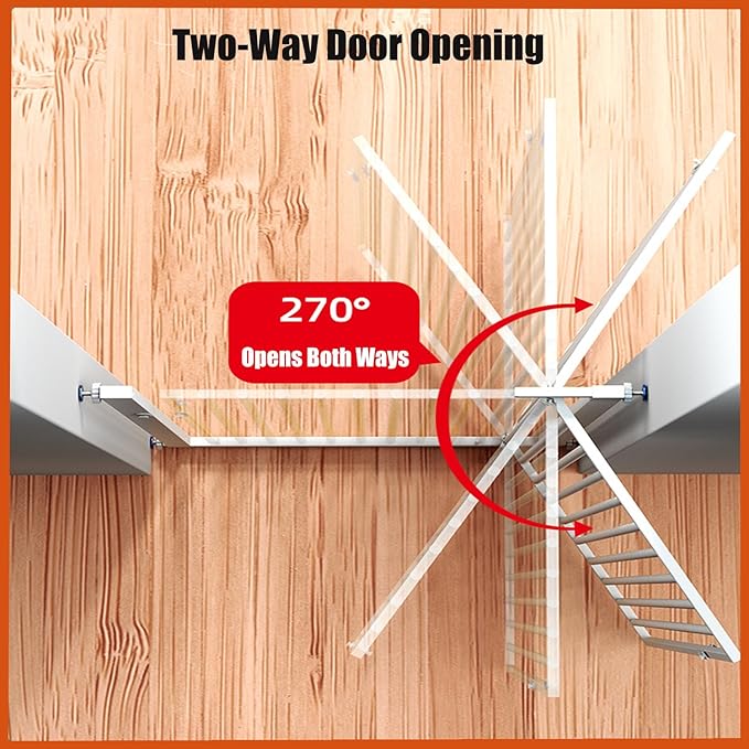 55.1 Inch Tall Baby Gate Auto Close Dog Gate Adjustable 29.92"- 48.03" Wide Pressure Mounted Walk Through Swing Pet Gate for Doorways (White, 29.92"- 48.03")