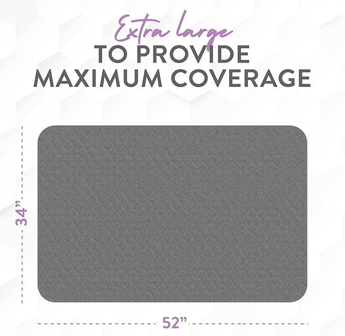 Inspire Underpads | Stain Hiding Gray Reusable Incontinence Bed Pads | Waterproof Mattress Pad | for Adults Babies and Dogs (34 X 52)