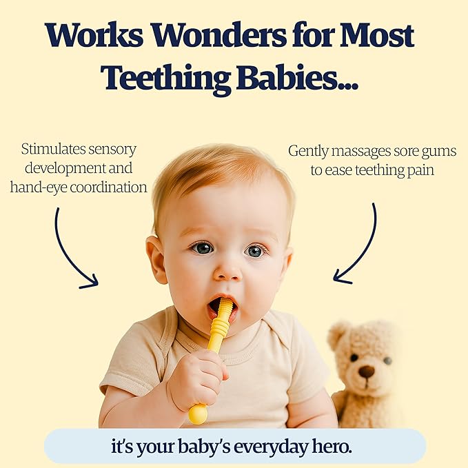 Babies Teether Teething Toys , Montessori Toy Teethers for 0-36 Months, Infant Sensory Relief Teething Stick Toys, Parent Baby Essentials, Baby Gift Teether – BPA‑Free, Food‑Grade Silicone 6 Pack