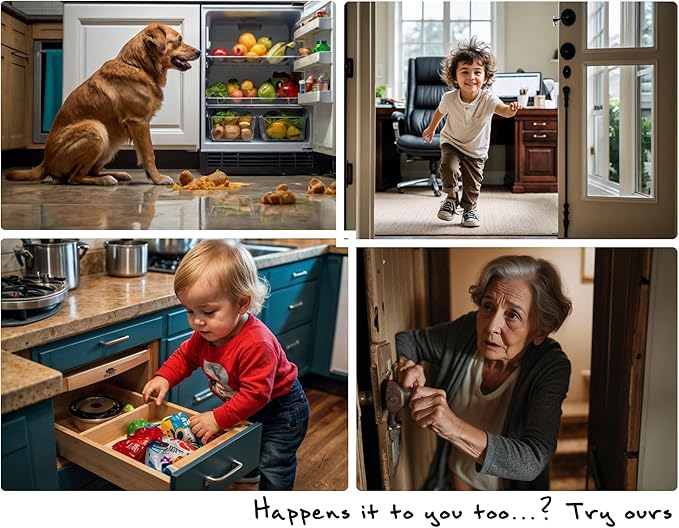 6 of Safety Latch Lock Easy Attachable Install Adhesive for Baby Childen Daycare Child Kids Senior Elder Pet Proofing Accident Prevent Home Kindergarden Preschool Senior Nursery Kitchen Cabinet Fridge