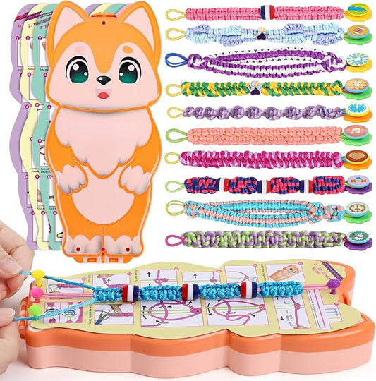 FUNiOi Bracelet Making Kit for Girls 8-10 12 Year Old - DIY Friendship Bracelets Crafts Toys for Kids Ages 6, 7+, Cool Birthday Gift Idea - Cute Squirrel Appearance Bracelet String Maker