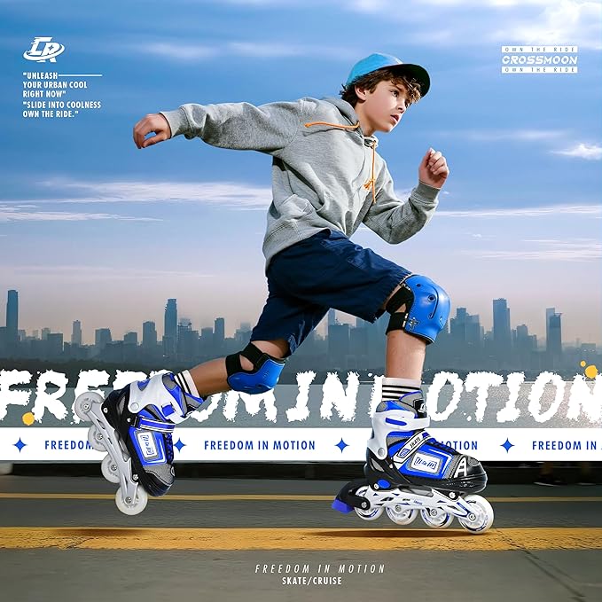 Adjustable Inline Skates for Kids, Teens, and Adults – ABEC-7 Bearings, PU Wheels, Comfortable Fit, for Indoor and Outdoor Skating