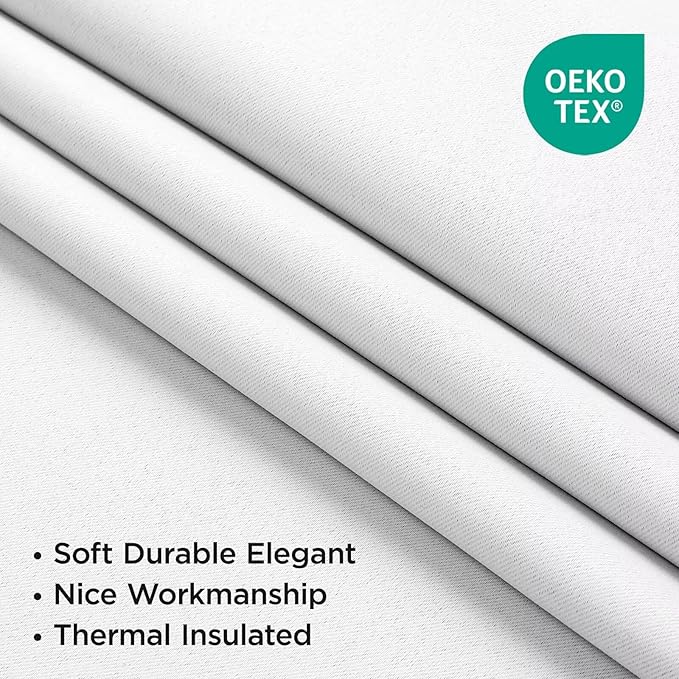 Joydeco 84 Inch 60% Blackout White Curtains 2 Panels, Elegant Semi Sheer Curtains for Bedroom, Thermal Insulated Black Out Drapes for Living Room, Rod Pocket Back Tab Drapes(W52 x L84 Inch,Pure White)