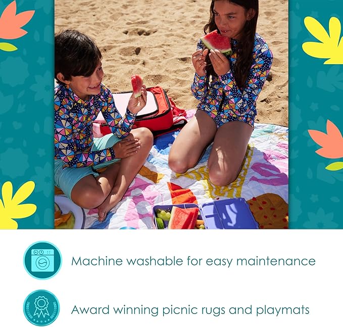 Jumbo Picnic Rug, Large Picnic Mat, 6'7" x 6'7", Outdoor Waterproof Picnic Blanket Beach Mat, Foldable & Waterproof, Picnic Blankets Ideal for Beach & Park, Outdoor Blanket, Pop Pip Pow